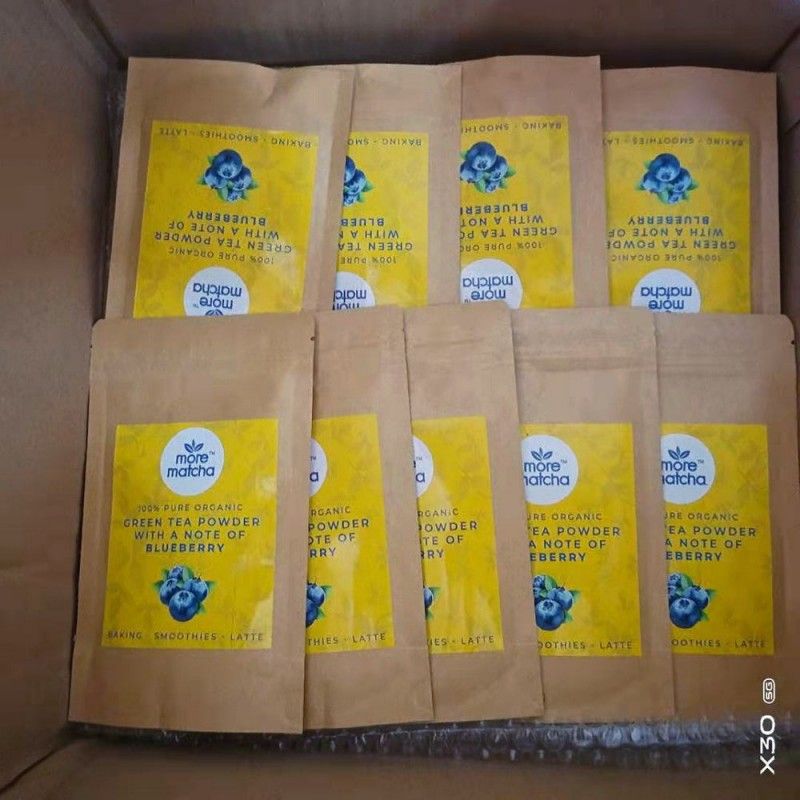 blueberry matcha tea private label printed Zhi Qinghe Matcha packaging