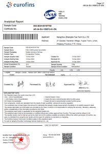 Zhiqinghe Gluten Free Eurofin test report for fruits flavor matcha