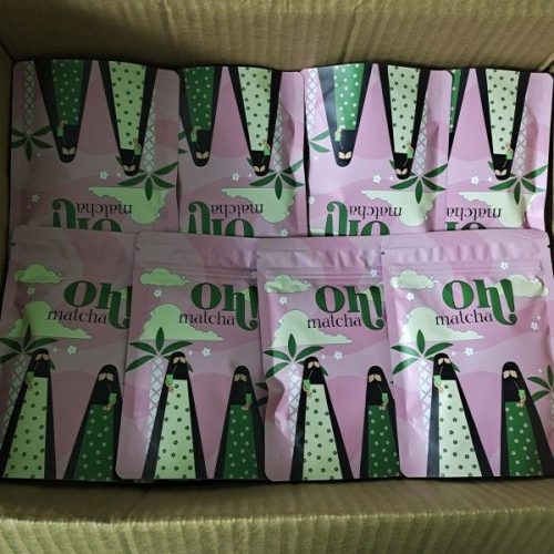 raspberry matcha fruit matcha pouches printed