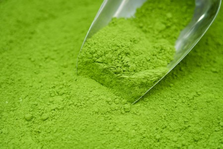 Organic matcha powder waiting for packaging