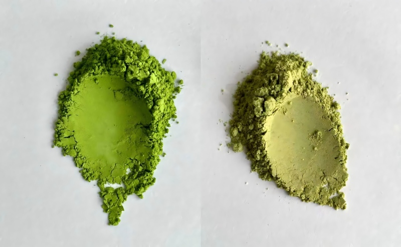 Appearance comparison between matcha powder and green tea powder