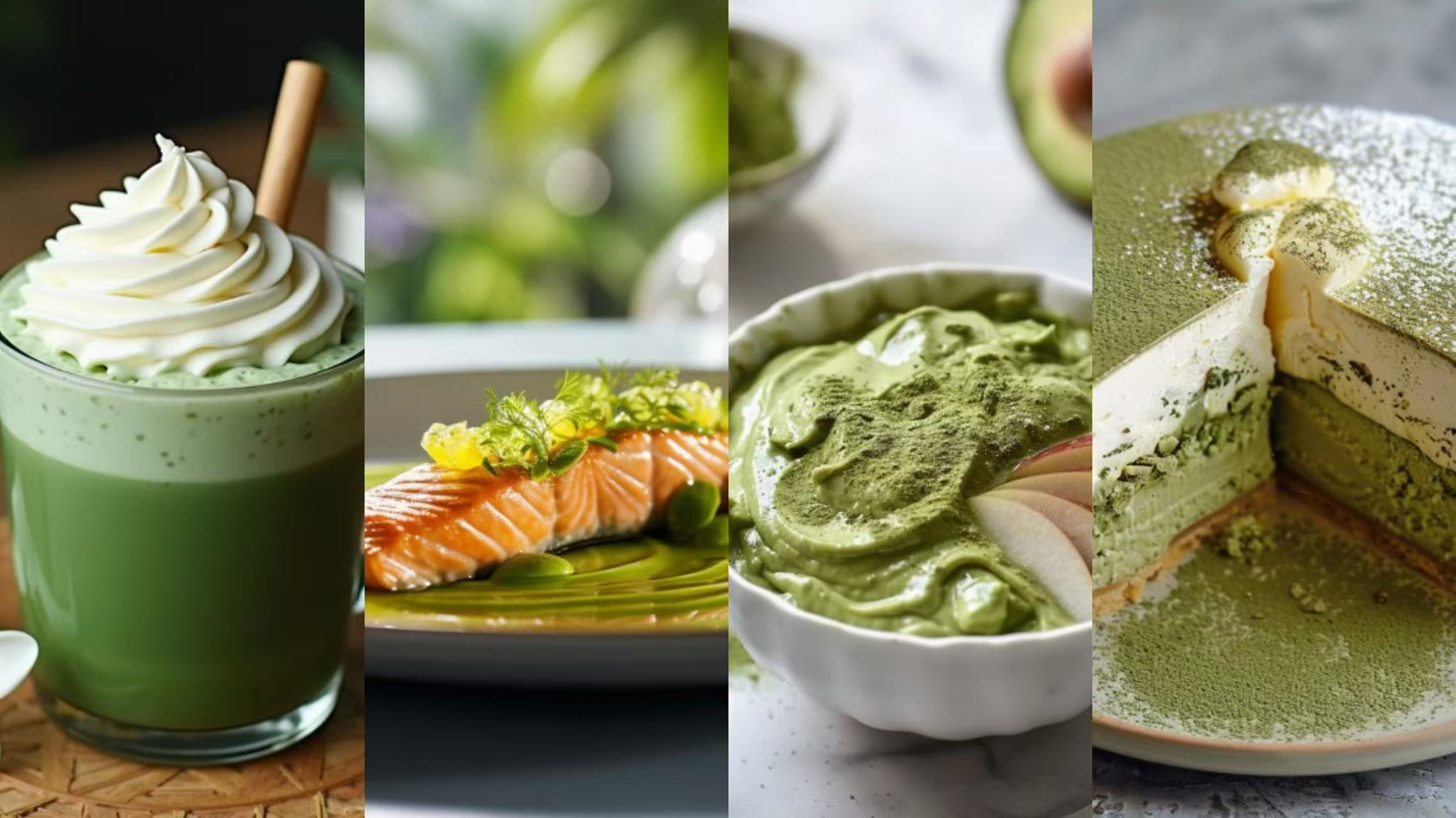 Matcha application scenarios — beverages, savory dishes, smoothies, and desserts for OEM formula support