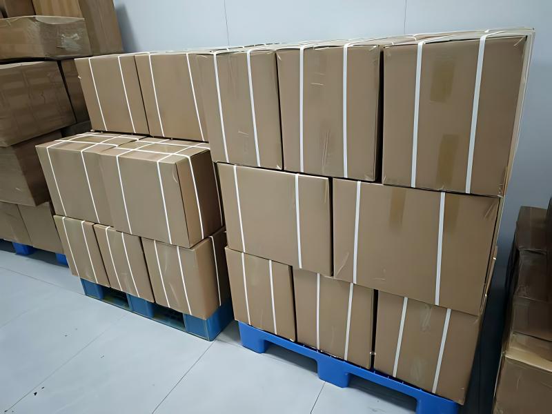 Carton-packed matcha orders stacked on pallets ready for export shipment