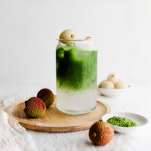 A Cup of Litchi Matcha Drink