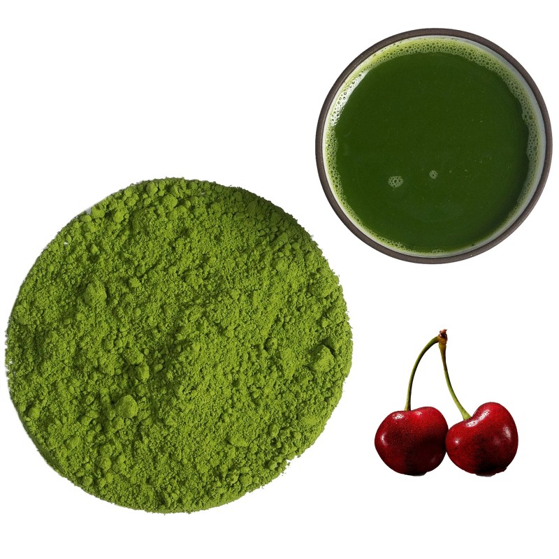 Cherry matcha powder and beverage