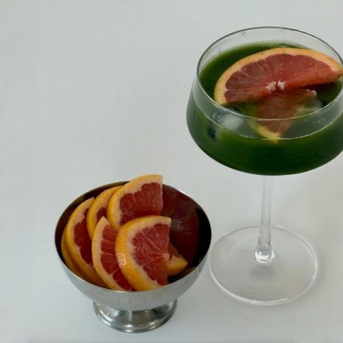 A Cup of Pink Grapefruit Matcha Drinks